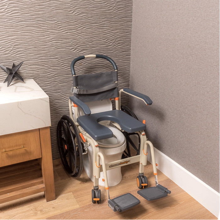 Self Propelled ShowerBuddy,18" wide seat, Shower wheelchair from